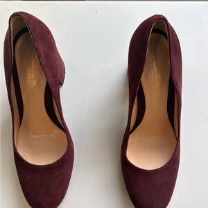 Gianvito Rossi Joelle Burgundy Suede Heels